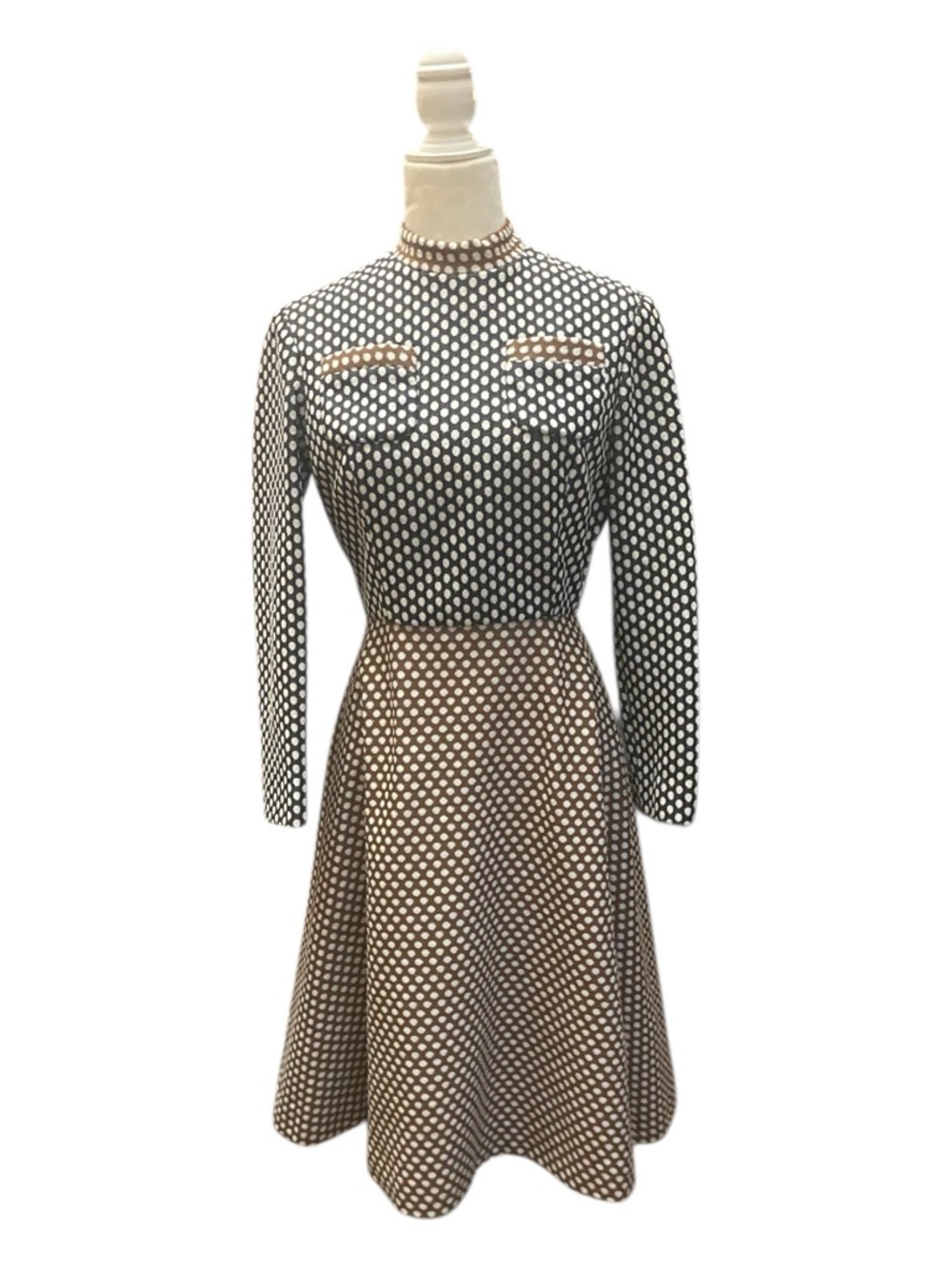 Joan Leslie By Kasper Womens Vintage 1960s Brown Polka Dot A-Line Dress